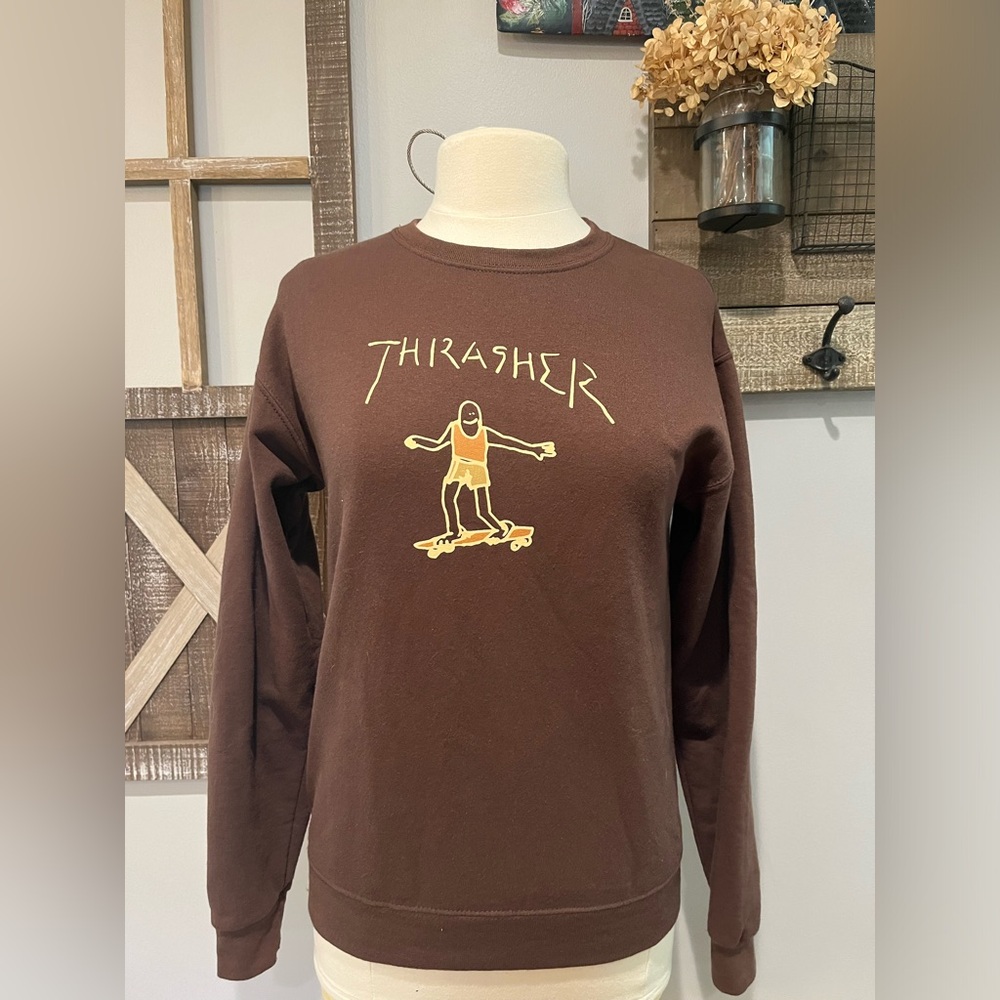 Thrasher Gonz Logo Long Sleeve Sweatshirt Skateboarding Mens